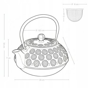 Czajnik żeliwny z zaparzaczem KUMO, 1000 ml 9