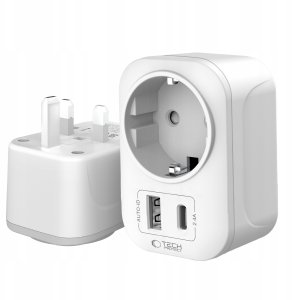 Tech-Protect Adapter / przejściówka Tech-Protect TA100 Travel Adapter UK / EU White 3