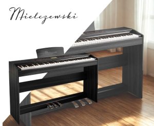 Pianino cyfrowe ważone z mechanizmem młoteczkowym ze statywem CANTATA czarne Mielczewski one size 2