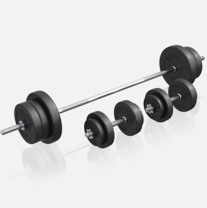 Ławka szeroka pod sztangę 3w1 zestaw bitumiczny 70 kg, sztanga i hantle 2