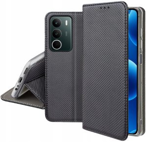 Etui z klapką do Realme C71 Zamykane Czarne Futerał + Szkło 9H 5