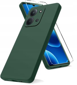 krainaGSM Etui Zielony Matowy Silikon Slim do Xiaomi Redmi 15C 5G + SZKŁO 9H 2