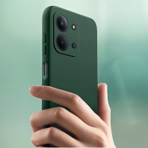krainaGSM Etui Zielony Matowy Silikon Slim do Xiaomi Redmi 15C 5G + SZKŁO 9H 7