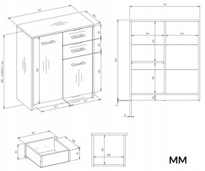 Komoda SIMPLO 2D2S Szafka 2 Szuflady 2 Drzwi Do Salonu ANTRACYT DĄB ARTISAN 5