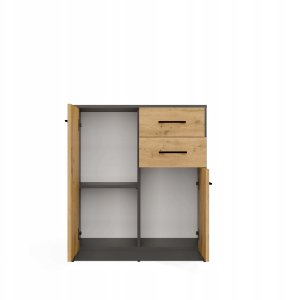 Komoda SIMPLO 2D2S Szafka 2 Szuflady 2 Drzwi Do Salonu ANTRACYT DĄB ARTISAN 6