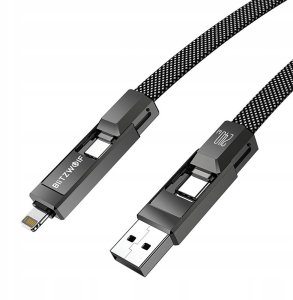 Kabel USB 4w1 Blitzwolf BW-HDC7 USB-A, USB-C / USB-C, Lightning 240W 1.2m (czarny) 3