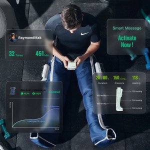 Blue UREVO Recovery Wireless Massager Juodas/Mėlyna 2