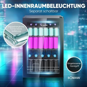 Bomann KSG 7290 black Glass Door Refrigerator 84,5cm 5