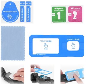 SZKŁO HARTOWANE 9H FOLIA DO DJI OSMO POCKET 3 - OCHRONA OSŁONA EKRANU I OBIEKTYWU + RAMKA MONTAŻOWA APLIKATOR 2