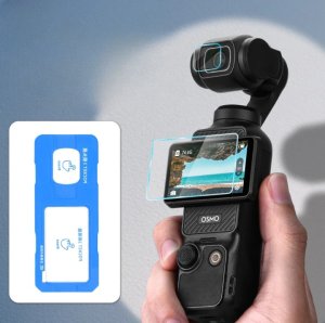 SZKŁO HARTOWANE 9H FOLIA DO DJI OSMO POCKET 3 - OCHRONA OSŁONA EKRANU I OBIEKTYWU + RAMKA MONTAŻOWA APLIKATOR 3