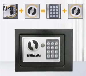 PANCERNY DOMOWY SEJF PIN SZYFR + NA KLUCZ PIENIĄDZE DOKUMENTY RIWALL RSE-01 11