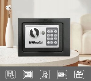 PANCERNY DOMOWY SEJF PIN SZYFR + NA KLUCZ PIENIĄDZE DOKUMENTY RIWALL RSE-01 12