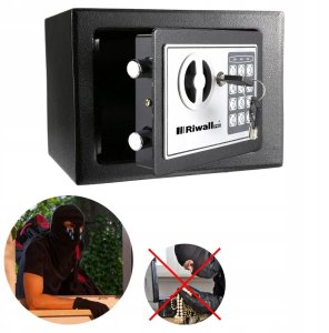 PANCERNY DOMOWY SEJF PIN SZYFR + NA KLUCZ PIENIĄDZE DOKUMENTY RIWALL RSE-01 3