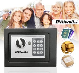 PANCERNY DOMOWY SEJF PIN SZYFR + NA KLUCZ PIENIĄDZE DOKUMENTY RIWALL RSE-01 8