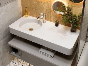 Umywalka wisząca MIRAGGIO LOOP 1000 L 100*45*12 Połysk Biała 8813930 7