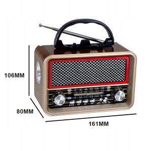 Radio Retro FM Solarne Bluetooth Przenośne na Baterie Kuchenne Antena USB-C 5