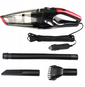 Mocny Odkurzacz Samochodowy Ręczny Z Latarką Filtr Hepa 12V 100W Końcówki 2