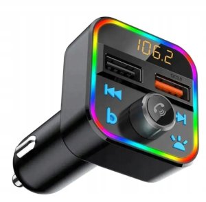 TRANSMITER FM SZYBKA ŁADOWARKA BLUETOOTH AUDIO MP3 BLUETOOTH MICROSD 2X USB RGB 2