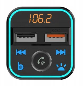 TRANSMITER FM SZYBKA ŁADOWARKA BLUETOOTH AUDIO MP3 BLUETOOTH MICROSD 2X USB RGB 3