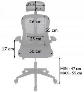 Fotel obrotowy czarny siatka krzesło ergonomiczny z zagłówkiem 12