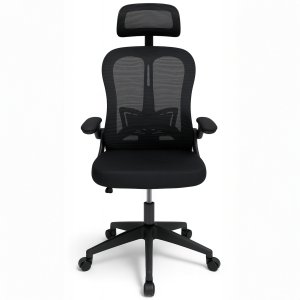 Fotel obrotowy czarny siatka krzesło ergonomiczny z zagłówkiem 2