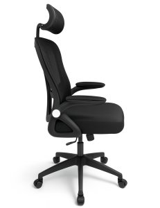 Fotel obrotowy czarny siatka krzesło ergonomiczny z zagłówkiem 3