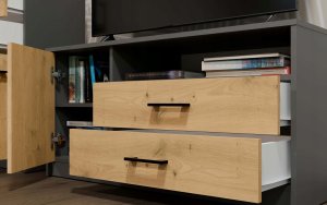 Szafka RTV SIMPLO 1D2S Stolik TV 2 Szuflady 1 Drzwi ANTRACYT DĄB ARTISAN 4