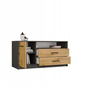 Szafka RTV SIMPLO 1D2S Stolik TV 2 Szuflady 1 Drzwi ANTRACYT DĄB ARTISAN 8