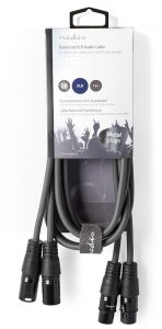 Kabelis Nedis 2x XLR M - 2x XLR F 1.5m 5412810295692 COTH15030GY15 (5412810295692) 3