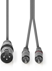 Kabel Nedis Kabelis XLR M - 2x RCA M 3m 5412810295760 COTH15200GY30 (5412810295760) 2