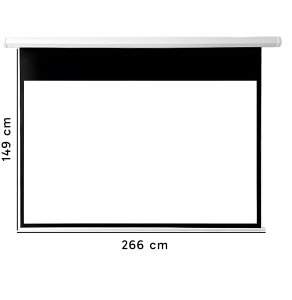 EKRAN PROJEKCYJNY ŚCIENNY ELEKTRYCZNY DUŻY 265X179 CM 125" FULL HD + PILOT 2