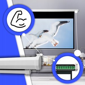 EKRAN PROJEKCYJNY ŚCIENNY ELEKTRYCZNY DUŻY 265X179 CM 125" FULL HD + PILOT 8