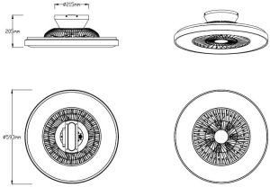 Wentylator RL Light Okrągły lampowentylator sufitowy HALMSTAD R62672132 LED 40W 3000-6500K czarny 6