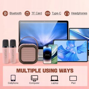 ZESTAW KARAOKE GŁOŚNIK BEZPRZEWODOWY DWA MIKROFONY BT KOLORY PRZENOŚNY RGB 6