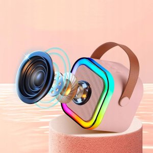 ZESTAW KARAOKE GŁOŚNIK BEZPRZEWODOWY DWA MIKROFONY BT KOLORY PRZENOŚNY RGB 8