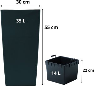 Doniczka kwadratowa matowa 30cm z wkładem Donica + wkład dystansowy 4