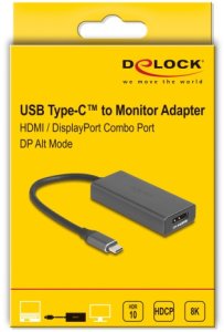 Adapter USB Delock USB-C - HDMI + DisplayPort Szary  (64316) 2