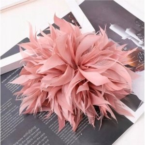 Ecarla Broszka Ozdobna, Spinka Do Włosów 2w1 Pióra Pudrowy Róż BZ207R 2