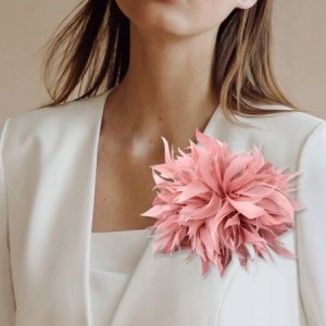 Ecarla Broszka Ozdobna, Spinka Do Włosów 2w1 Pióra Pudrowy Róż BZ207R 3