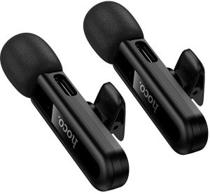 Mikrofon Hoco Mikrofon bezprzewodowy podwójny Lightning / USB C L20A czarny 2