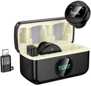 Mikrofon bezprzewodowy 2w1 Lightning / USB C Hoco L22 czarny 6