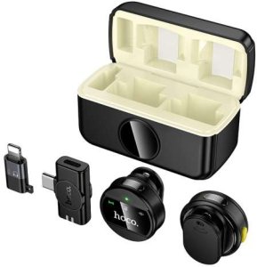 Mikrofon bezprzewodowy 2w1 Lightning / USB C Hoco L22 czarny 7