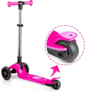 Hulajnoga trójkołowa dla dzieci balansowa świecąca w ciemności Ricokids Jelly - różowa 5