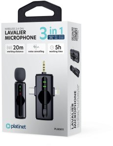 Mikrofon Platinet PLATINET WIRELESS LAVALIER MICROPHONE MIKROFON KOŁNIERZYKOWY SINGLE SET [46293] 8