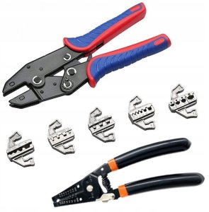 Zestaw zaciskarka z wymiennymi beznarzędziowo szczękami + cęgi 7