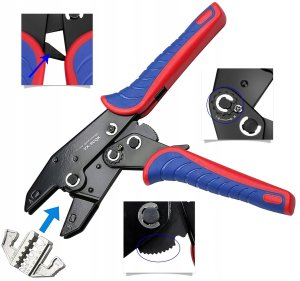 Zestaw zaciskarka z wymiennymi beznarzędziowo szczękami + cęgi 9
