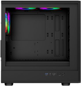 EVOLVEO Panthera, skříň mATX, 6x ARGB ventilátor 120mm, dřevěný přední panel + skleněná bočnice 3