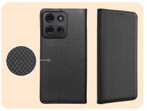 Hello Case ETUI Z KLAPKĄ DO MOTOROLA MOTO G75 CZARNE ZAMYKANE MAGNETYCZNE KABURA CASE 4