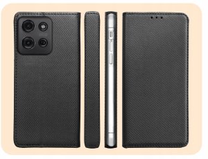 Hello Case ETUI Z KLAPKĄ DO MOTOROLA MOTO G75 CZARNE ZAMYKANE MAGNETYCZNE KABURA CASE 6