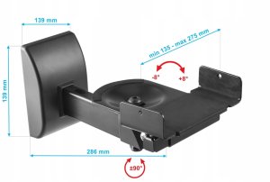 Uchwyt na Głośnik Ścienny Uniwersalny MX-045 2szt. do kolumn satelit regulowany 5